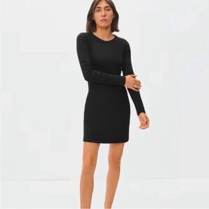Everlane The organic ribbed long sleeve mini dress - medium new